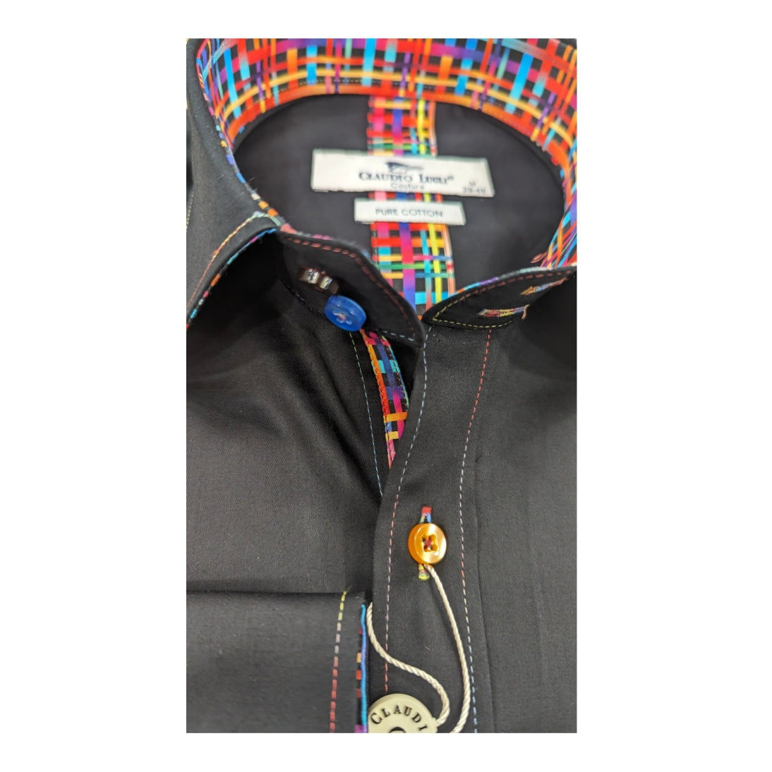 Claudio Lugli Slim fit Pure Satin Cotton Shirt CP6943 - Black