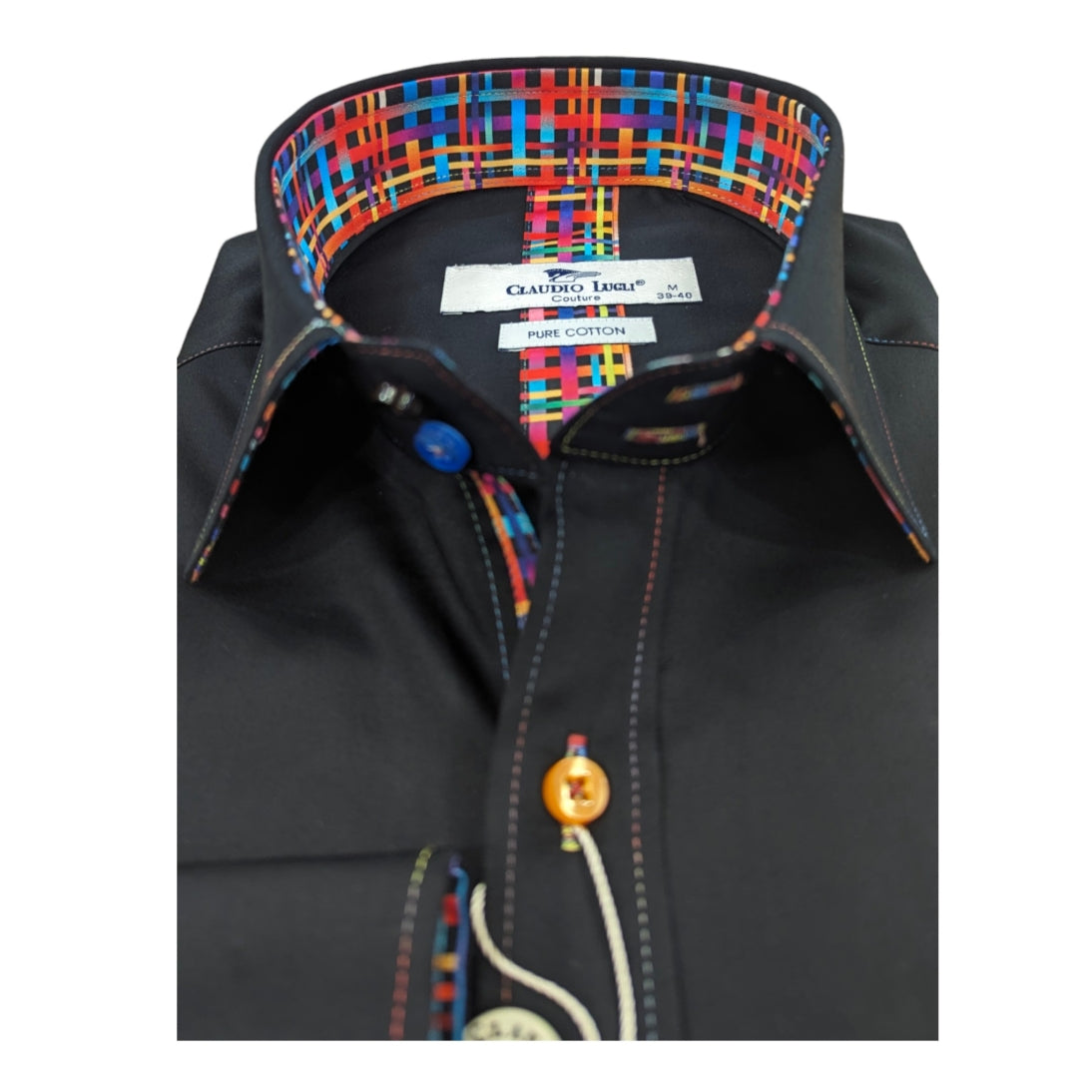 Claudio Lugli Slim fit Pure Satin Cotton Shirt CP6943 - Black