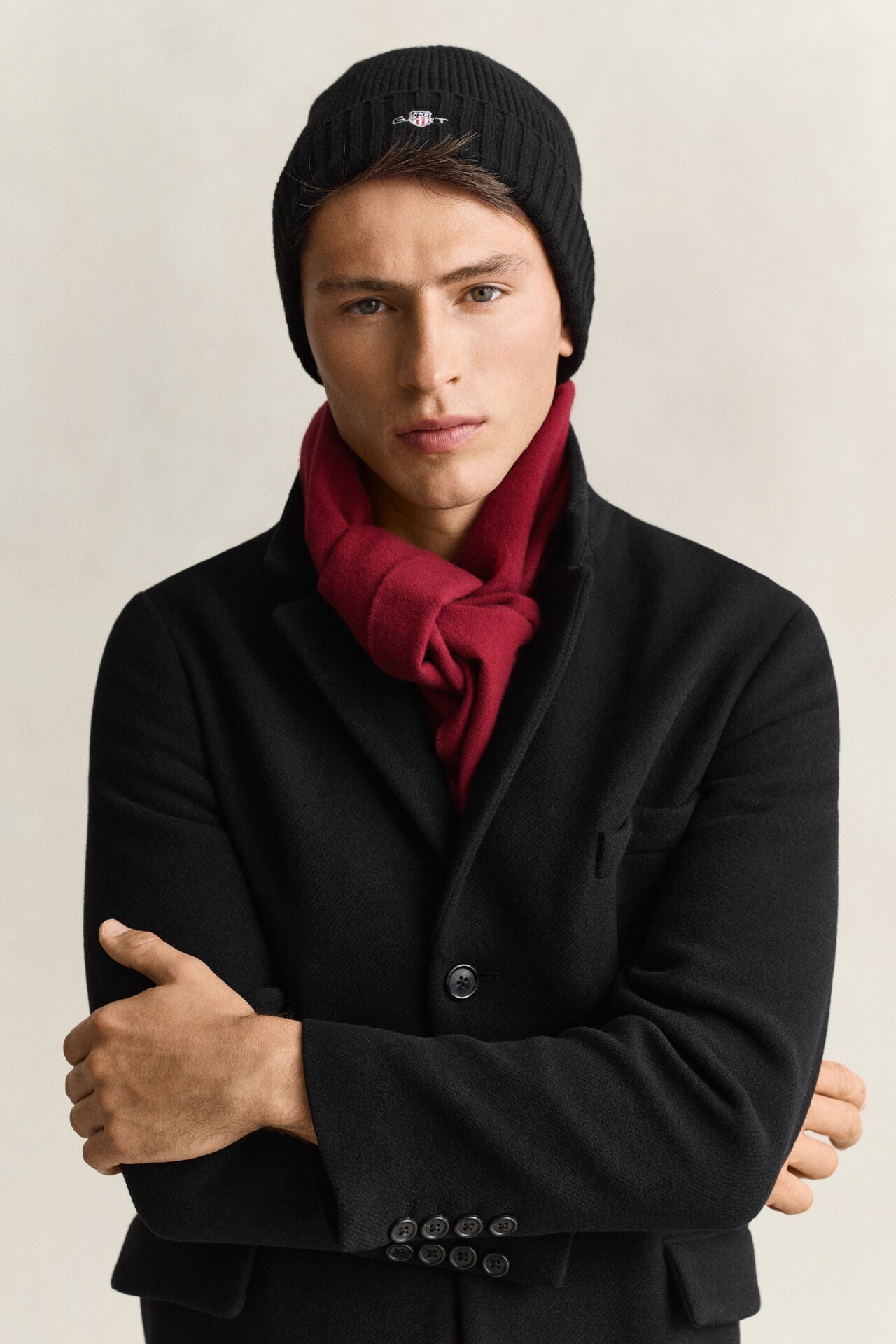 GANT Shield Wool Beanie in Black