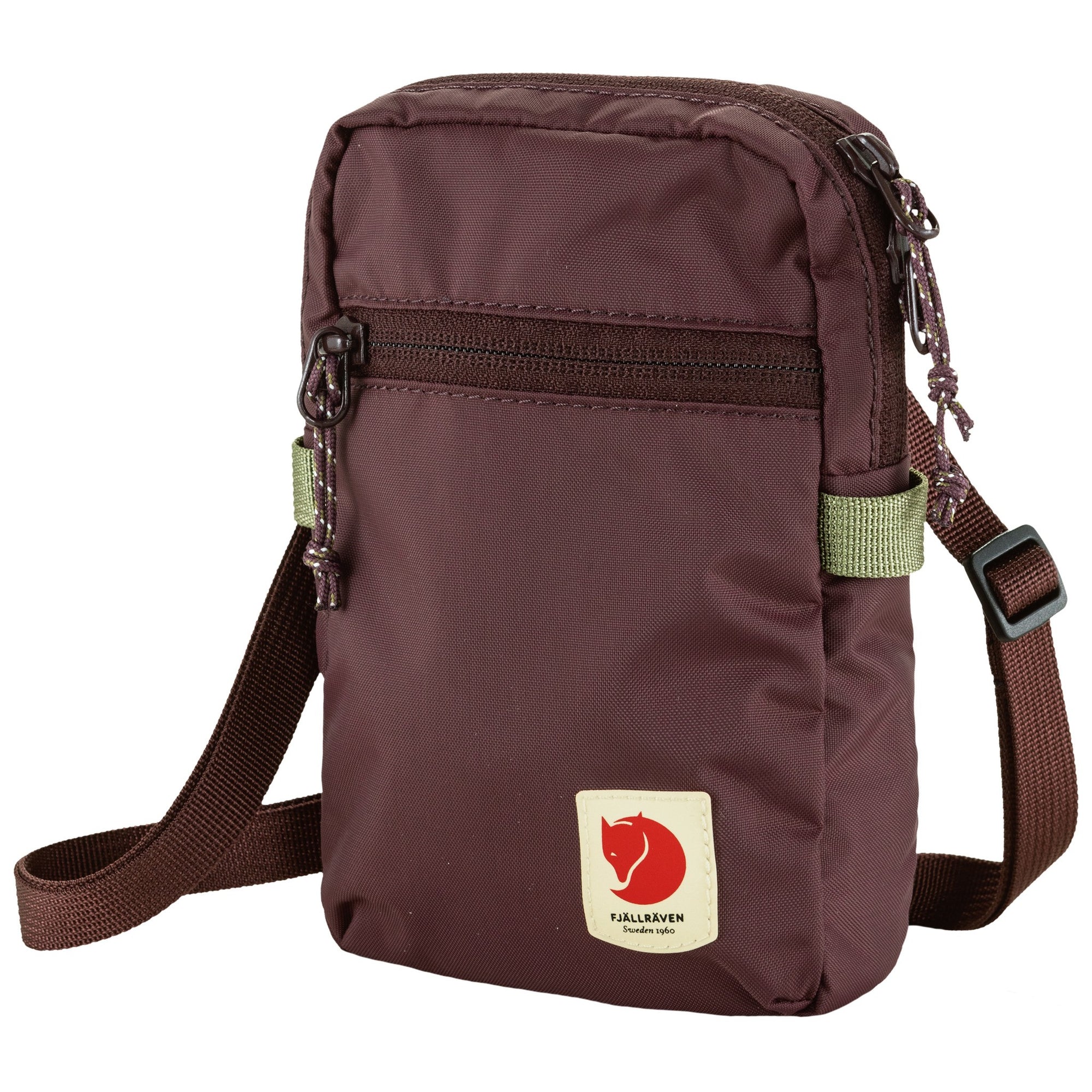 Brown crossbody bag with visible brand logo on a white background