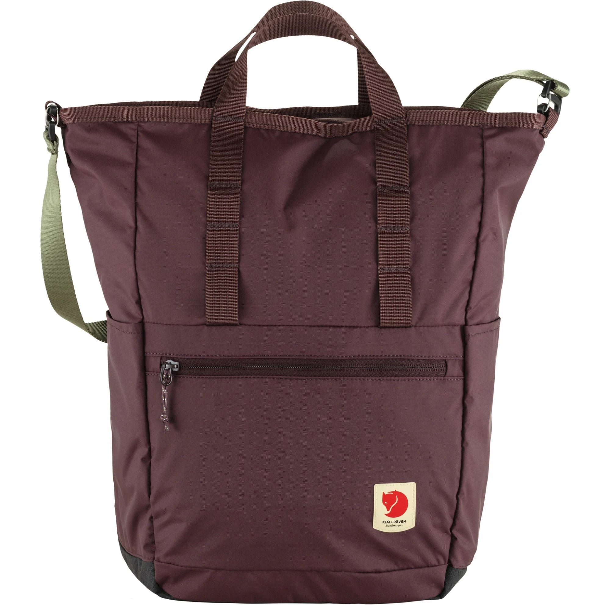 Brown backpack with a visible brand logo on a white background