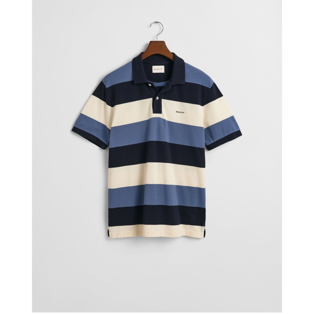 GANT Block Striped Piqué Polo Shirt 2022151 Evening Blue