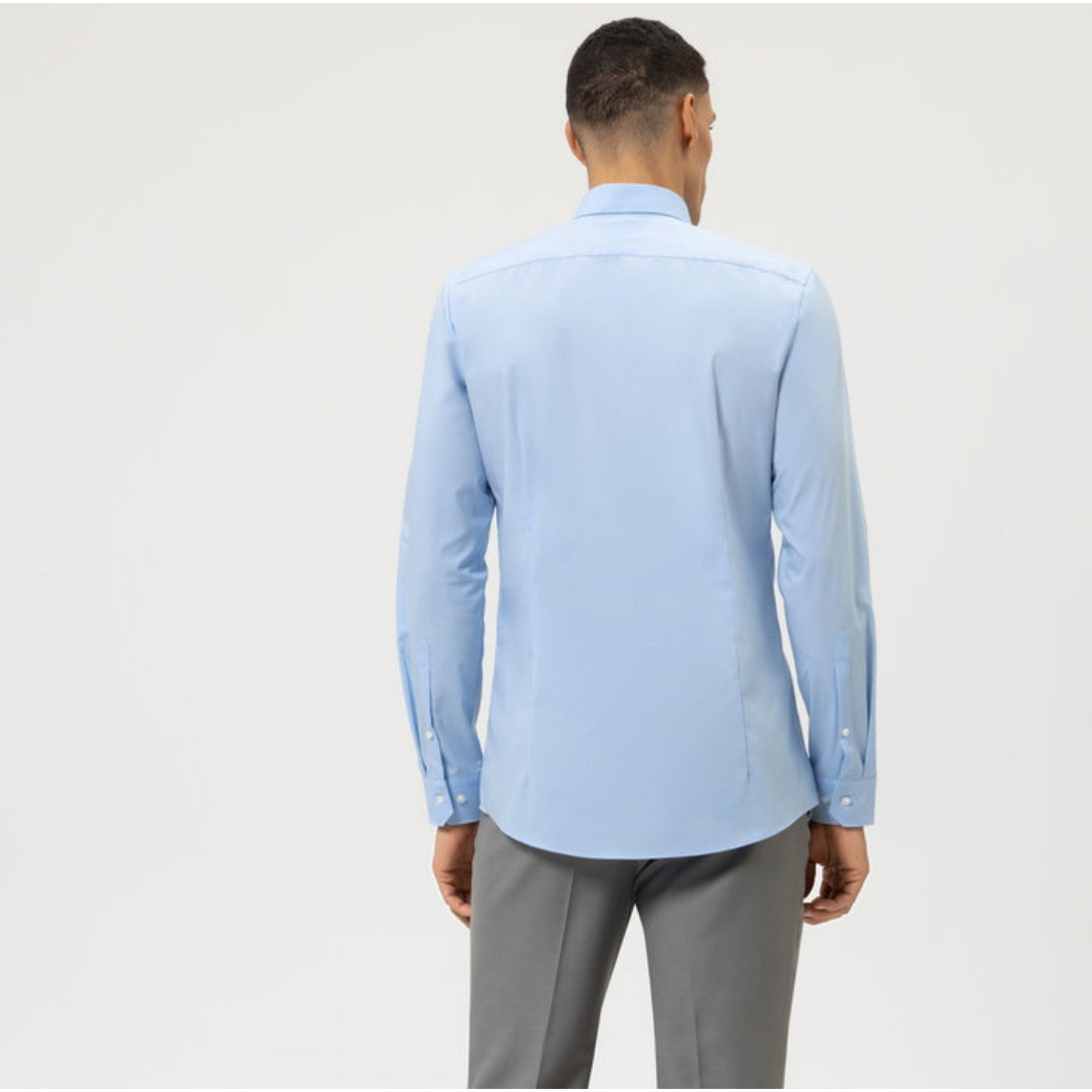 OLYMP No. 6 Super Slim Fit Shirt White with Under Button-Down Collar 0436 Blue