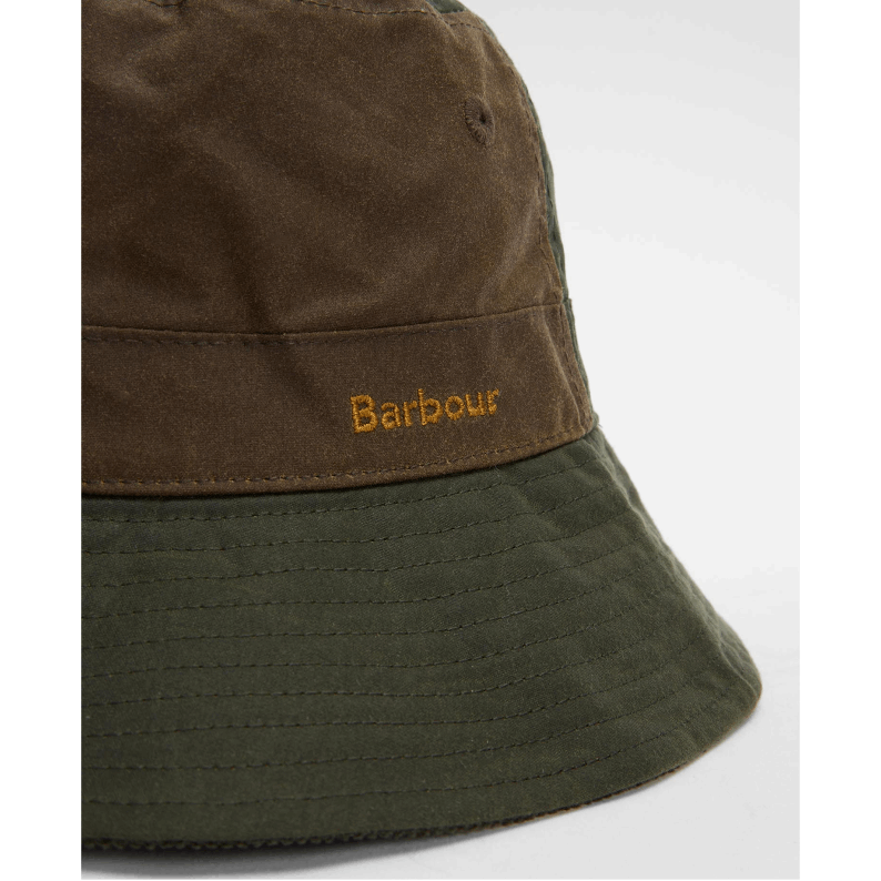 Barbour Brackley Waxed Bucket Hat Olive & Purple