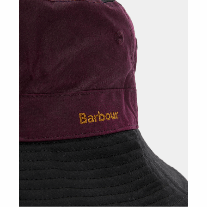Barbour Brackley Waxed Bucket Hat Olive &amp; Purple