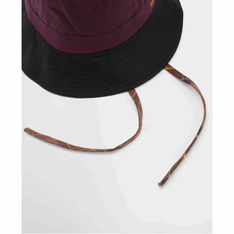 Barbour Brackley Waxed Bucket Hat Olive &amp; Purple