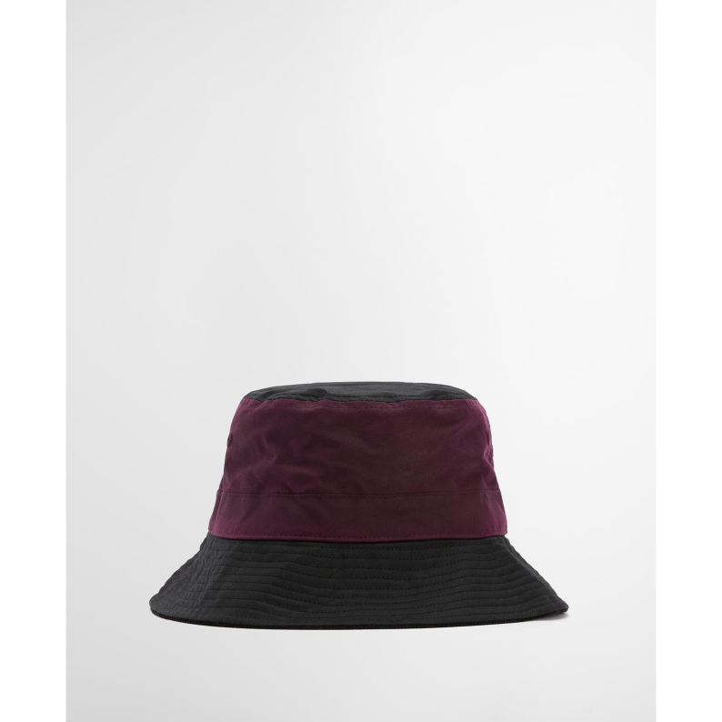 Barbour Brackley Waxed Bucket Hat Olive &amp; Purple