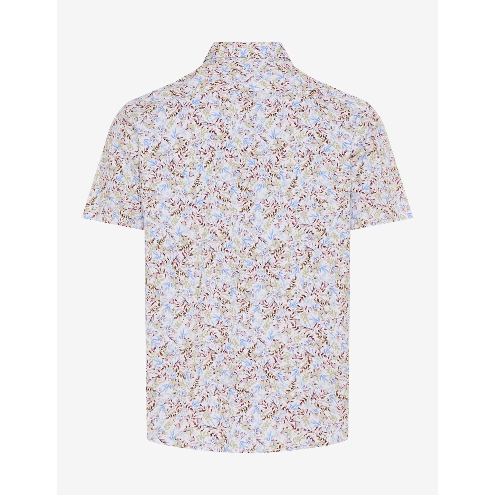 Short-sleeve shirt with a floral pattern on a white background