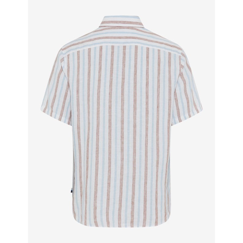 Brax Hardy Pure Linen Striped Short Sleeved Shirt 46-3598