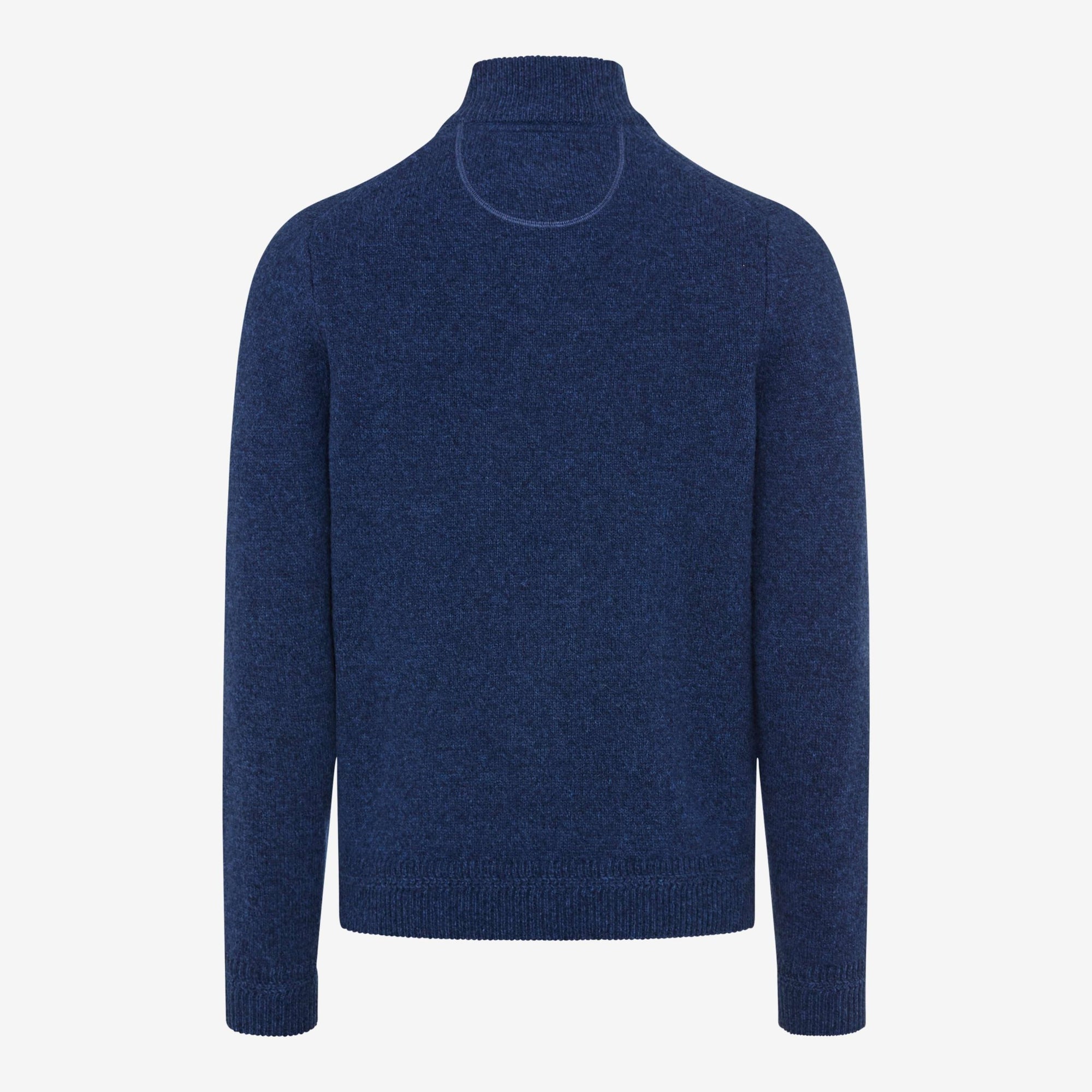 Blue turtleneck sweater on a white background