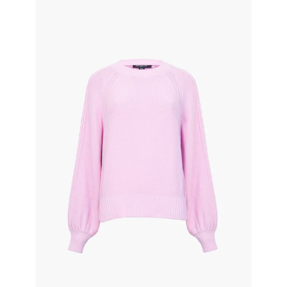 French Connection Lily Cable Knit Balloon Sleeve Jumper 78YAG Bubblegum Pink