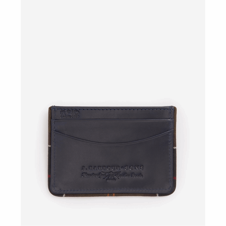 Barbour Chatton Leather Card Holder Navy Classic