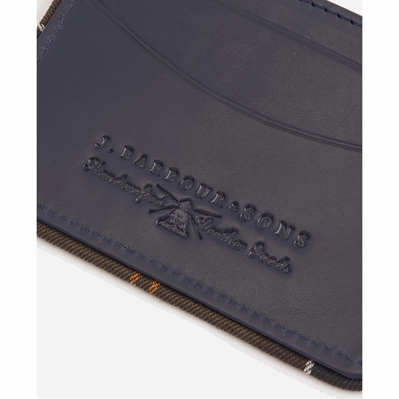 Barbour Chatton Leather Card Holder Navy Classic