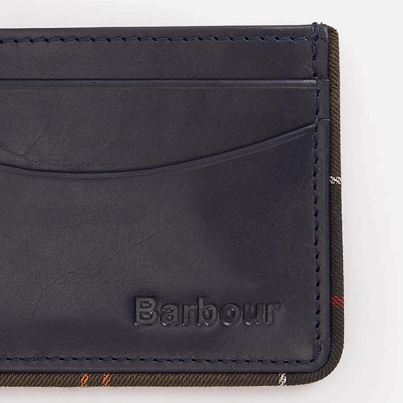 Barbour Chatton Leather Card Holder Navy Classic