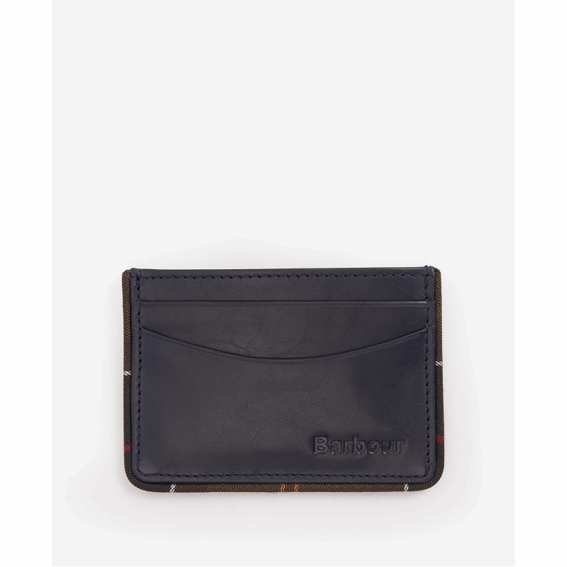 Barbour Chatton Leather Card Holder Navy Classic