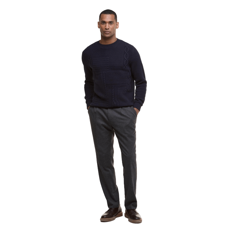 Barbour Casey Cable-Knit Crew Neck Jumper - Navy