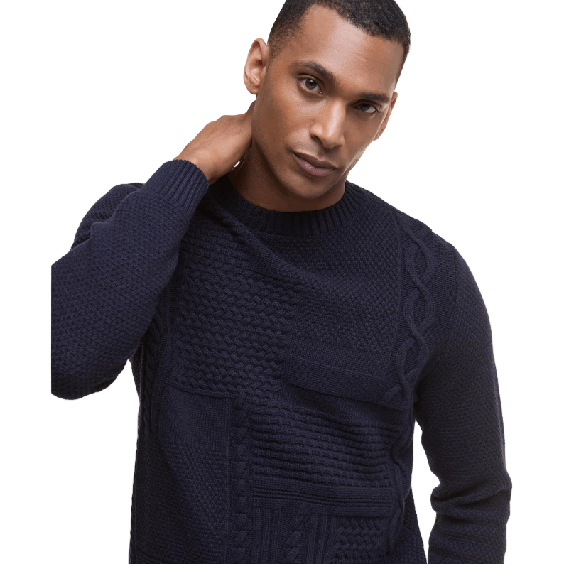 Barbour Casey Cable-Knit Crew Neck Jumper - Navy
