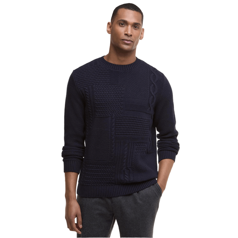 Barbour Casey Cable-Knit Crew Neck Jumper - Navy