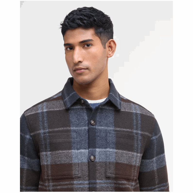 Barbour Chapter Tailored Check Overshirt - Midnight Oak Tartan