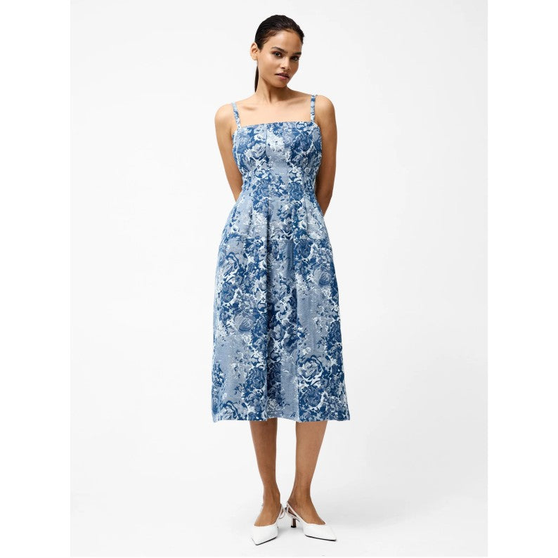 French Connection Charlotte Jacquard Denim Dress in Light Wash 71YCD