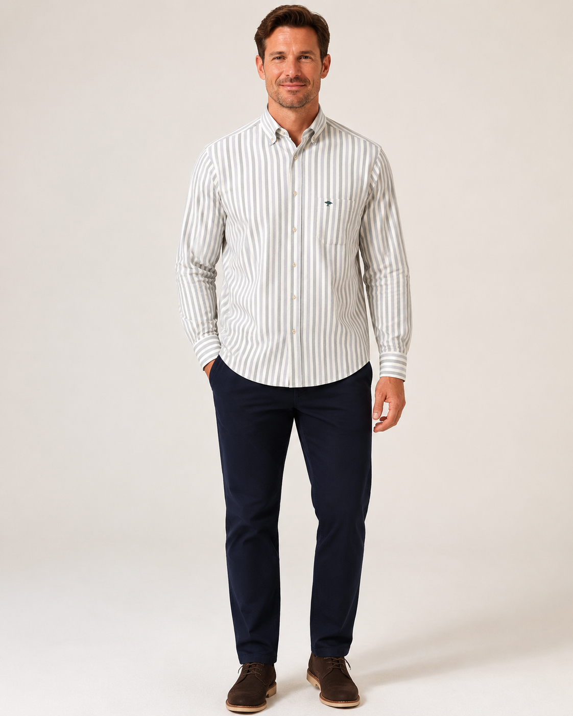 Fynch-Hatton Cotton Oxford Striped Button-down Shirt 16088640
