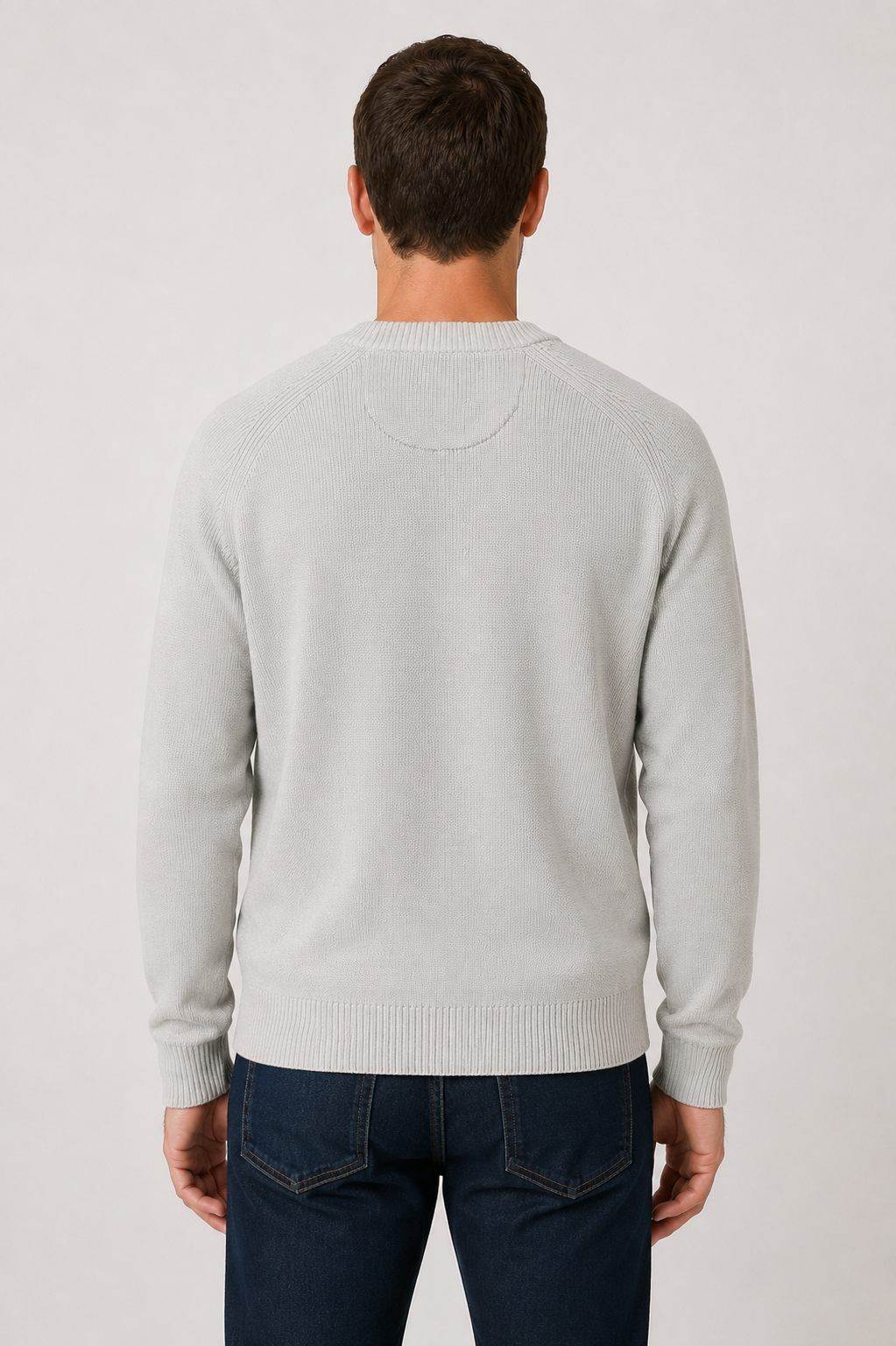 Fynch-Hatton Supersoft Pure Cotton Crew Neck Sweater in Snow White 1609208