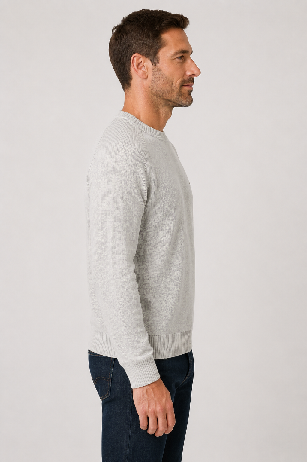 Fynch-Hatton Supersoft Pure Cotton Crew Neck Sweater in Snow White 1609208