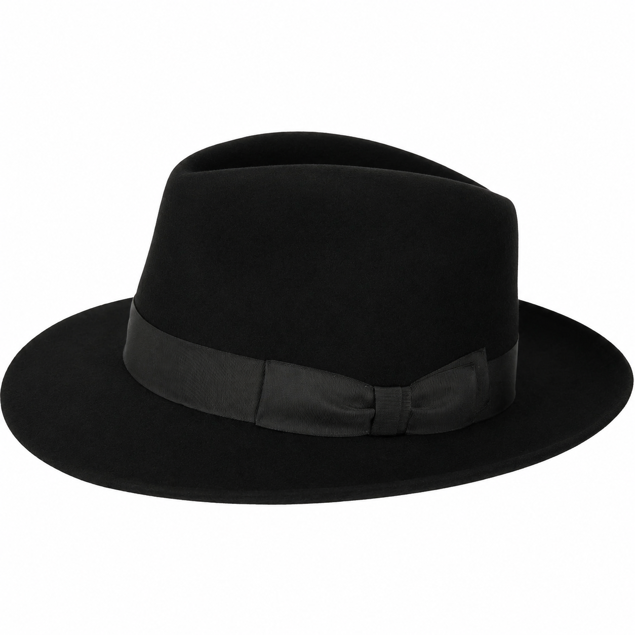 Olney Brompton Wide-Brim Fedora Felt Hat in Black