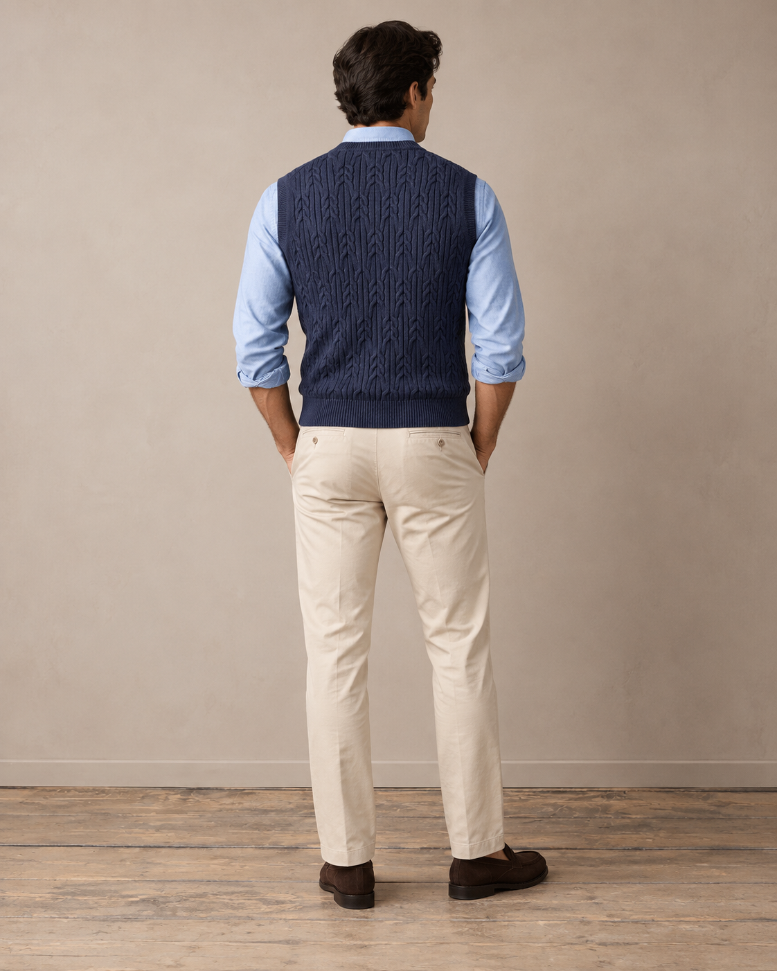 Fynch-Hatton Soft Cable Knit Slipover in Navy