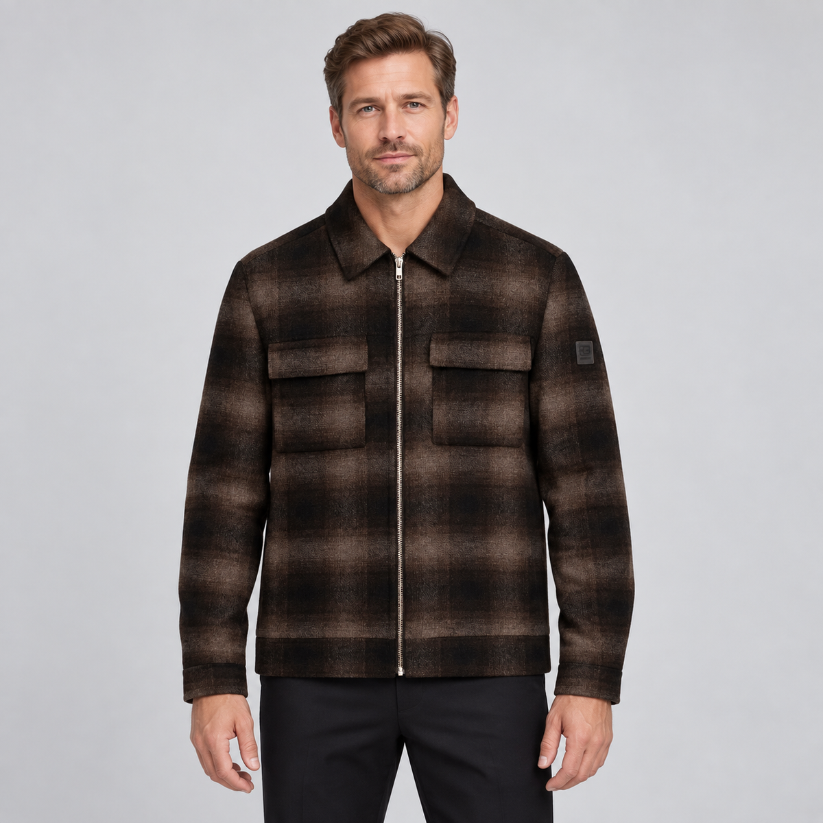 Giordano Reggio Zip Jacket in Brown/Navy