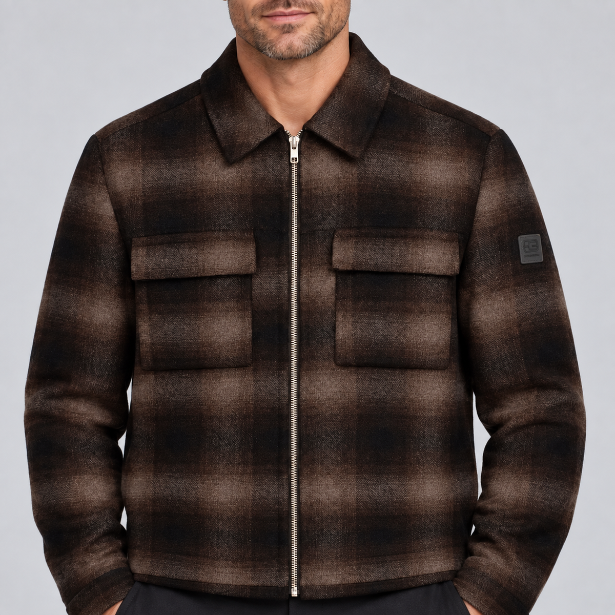 Giordano Reggio Zip Jacket in Brown/Navy