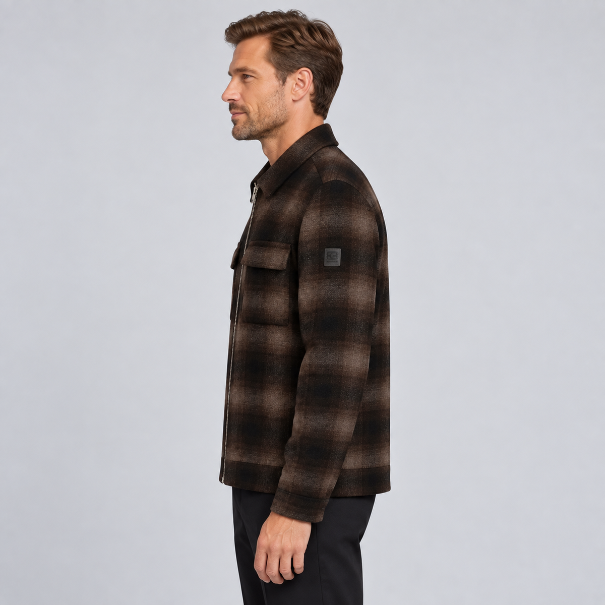 Giordano Reggio Zip Jacket in Brown/Navy