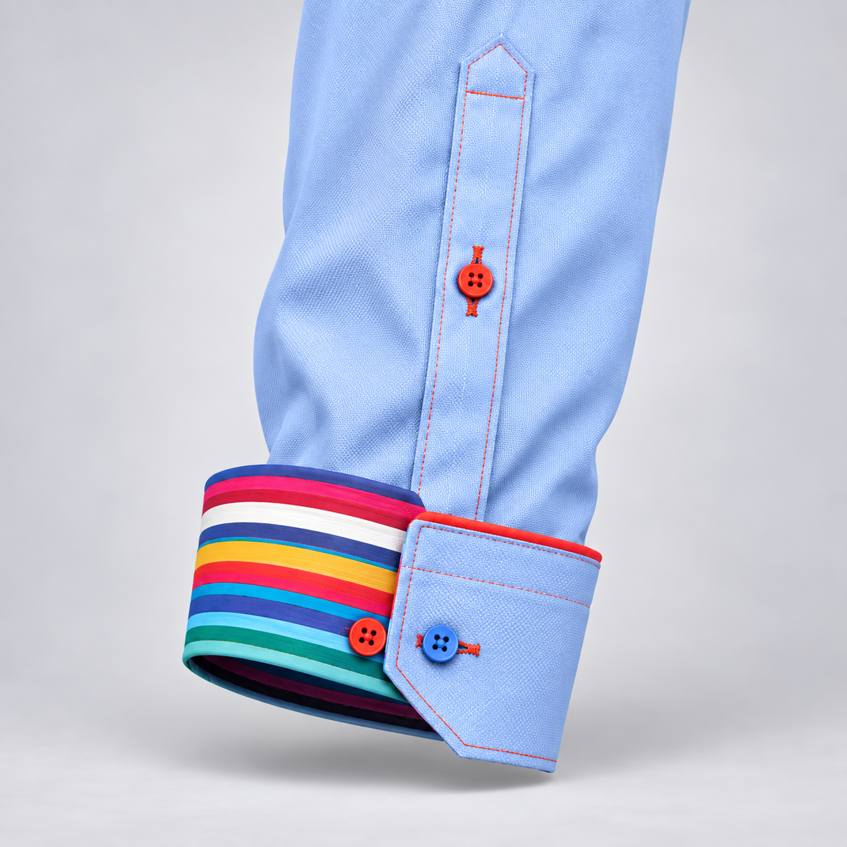 Claudio Lugli Shirt with Stripe Collar Cuffs in Sky Blue