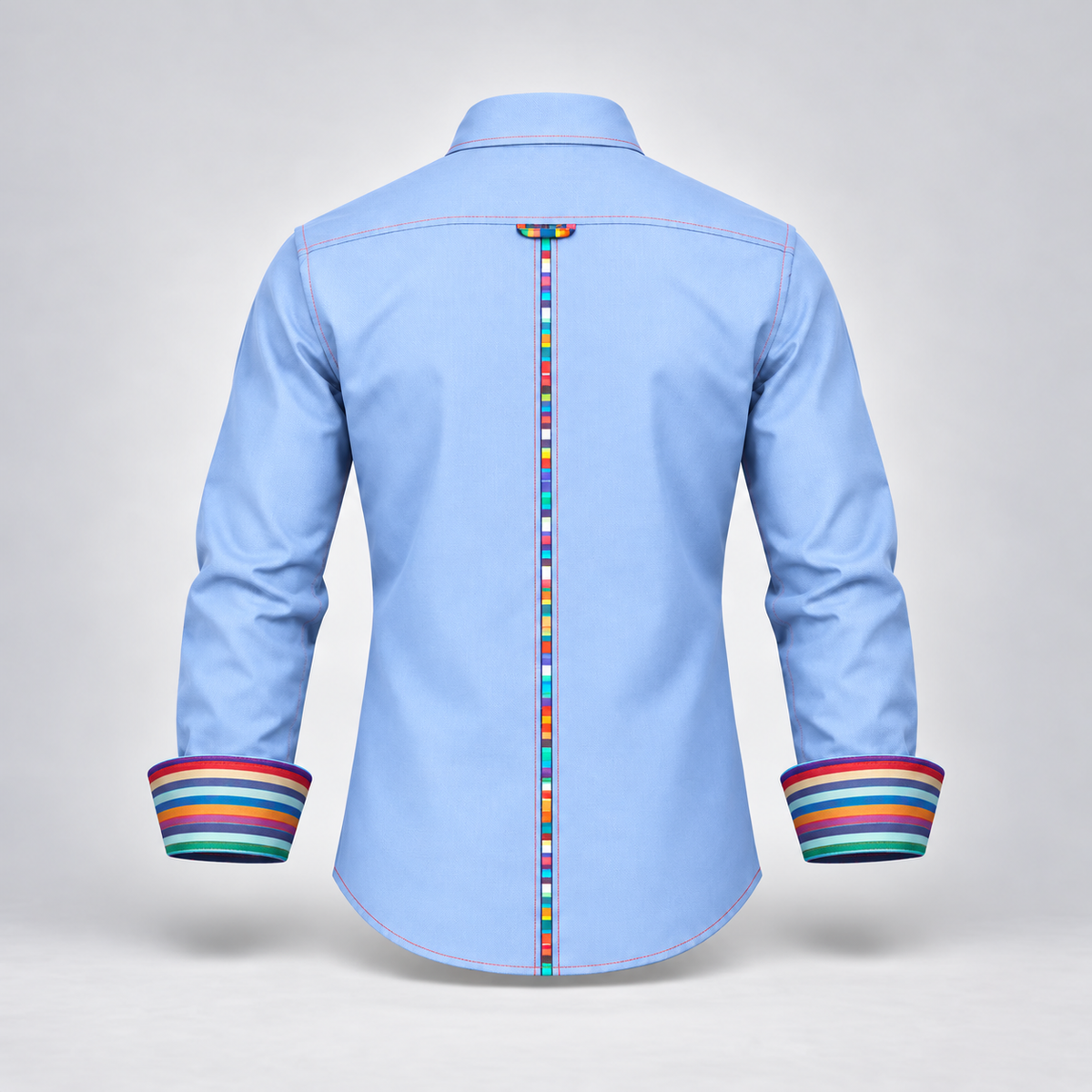 Claudio Lugli Shirt with Stripe Collar Cuffs in Sky Blue