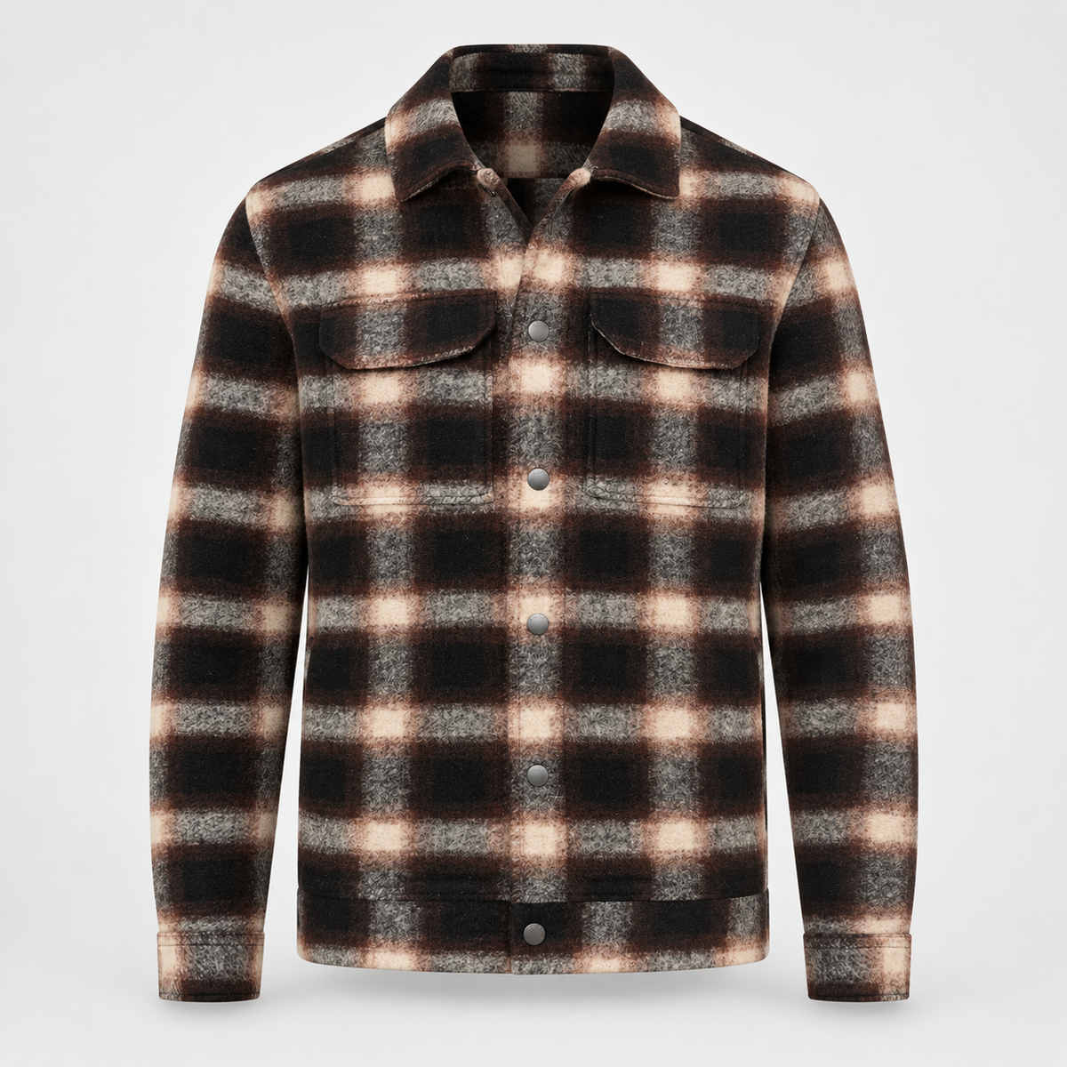 Brax Santiago Flannel Overshirt Shacket in Brown Check