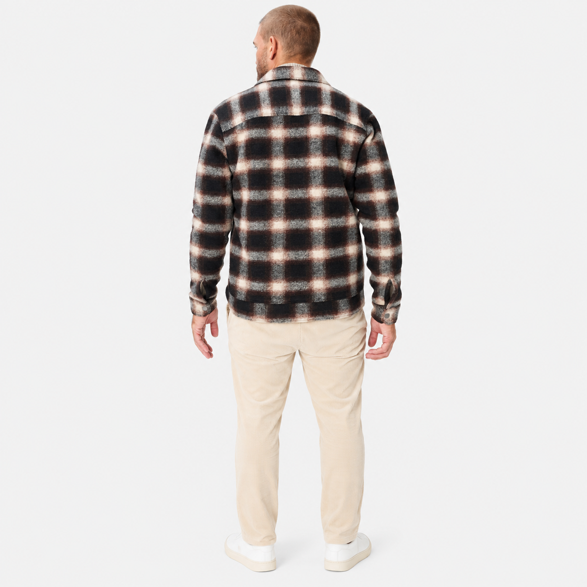 Brax Santiago Flannel Overshirt Shacket in Brown Check