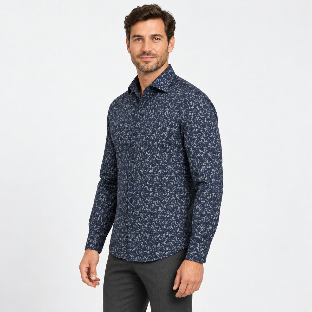 Olymp 1293 Navy floral Print