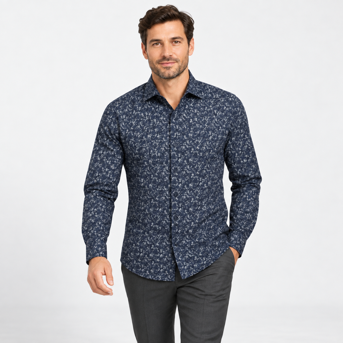 Olymp 1293 Navy floral Print