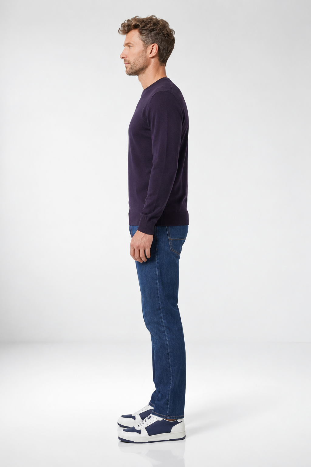 Giordano Treviso Tencel Crewneck Sweater in Navy