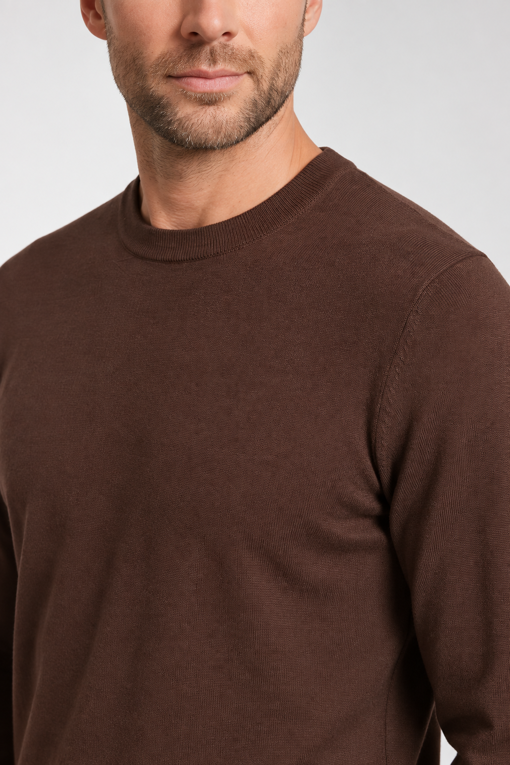 Giordano Treviso Tencel Crewneck Sweater in Chocolate Brown
