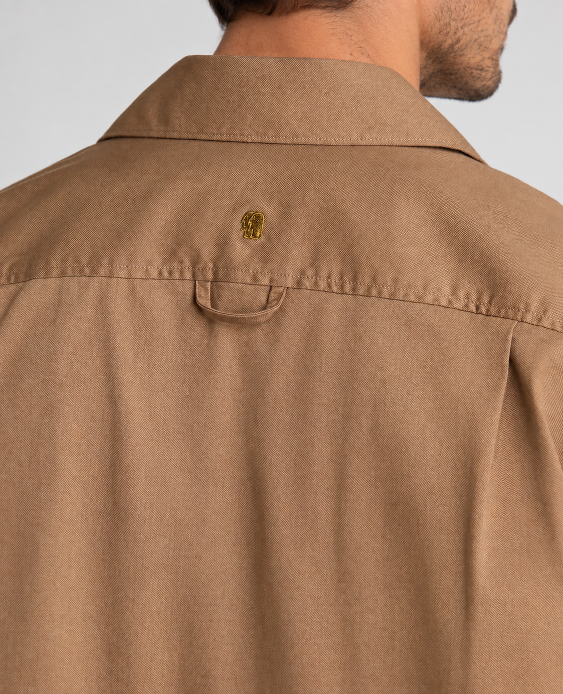 Remus Uomo Cotton Stretch Overshirt in Tan