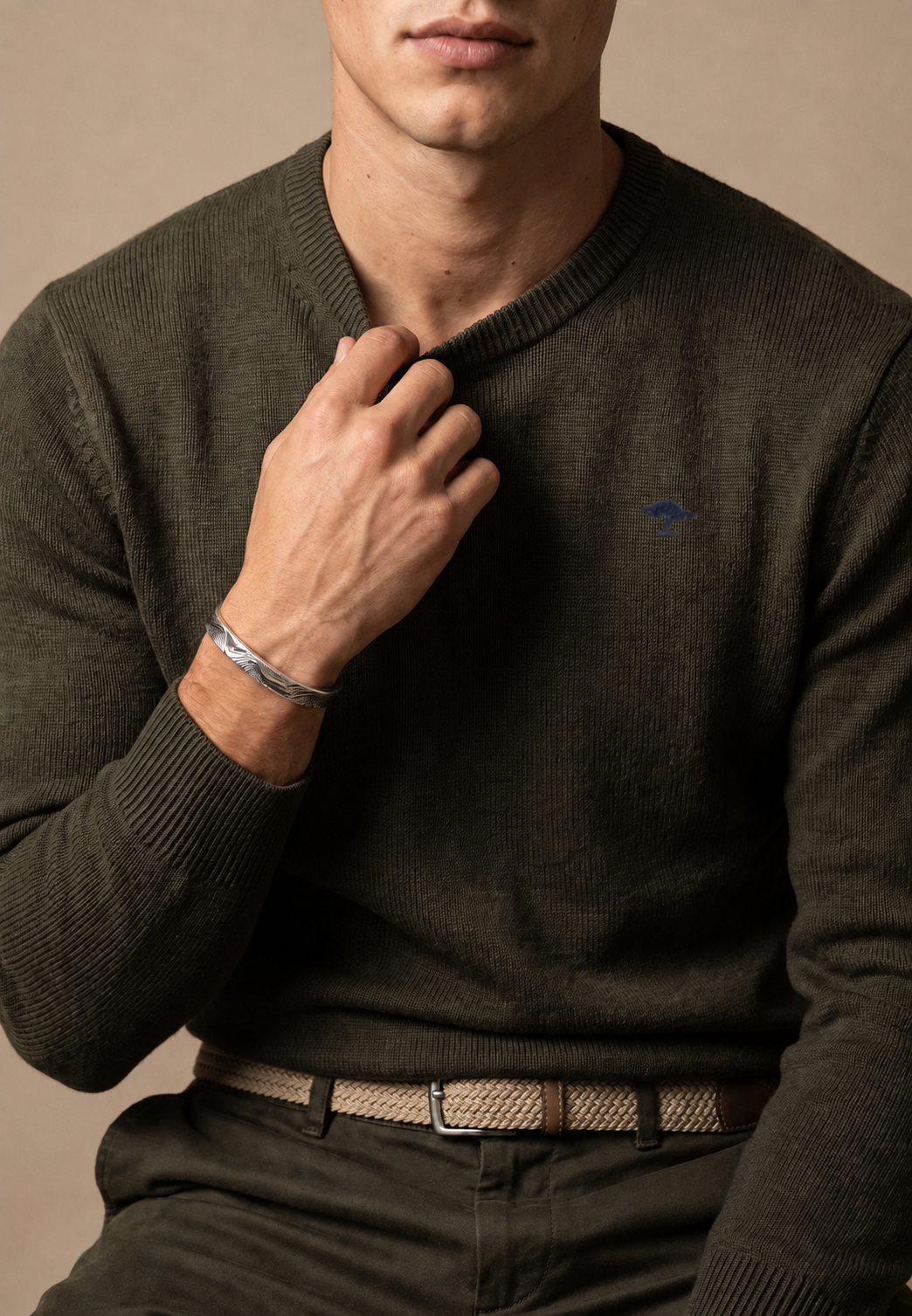 Fynch-Hatton Superfine Crew Sweater in Cypress Green