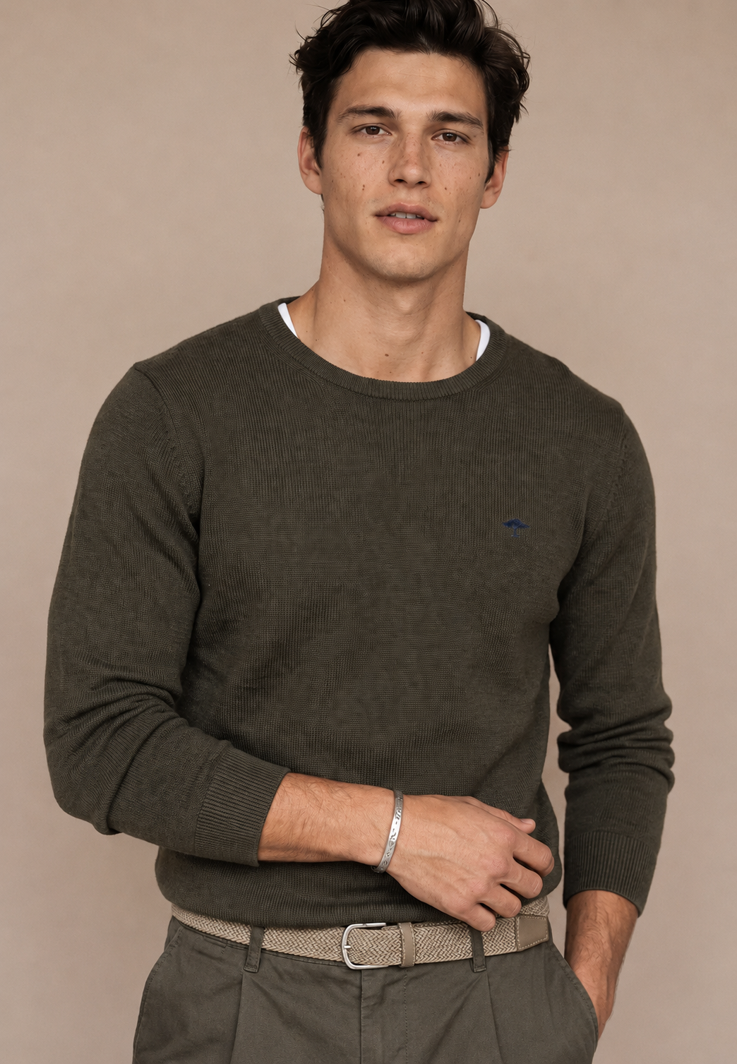 Fynch-Hatton Superfine Crew Sweater in Cypress Green