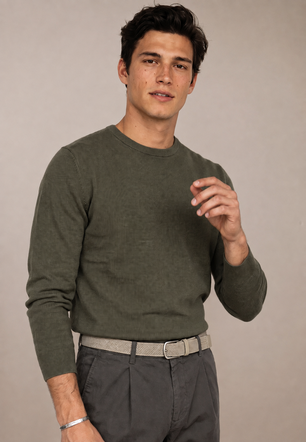 Fynch-Hatton Superfine Crew Sweater in Cypress Green