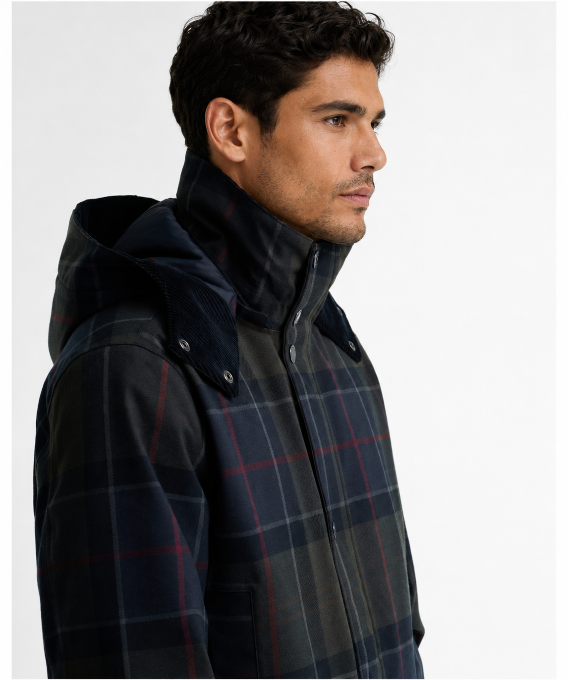 Barbour Lonnen Tartan Waterproof Jacket in Navy MWB1168NY91