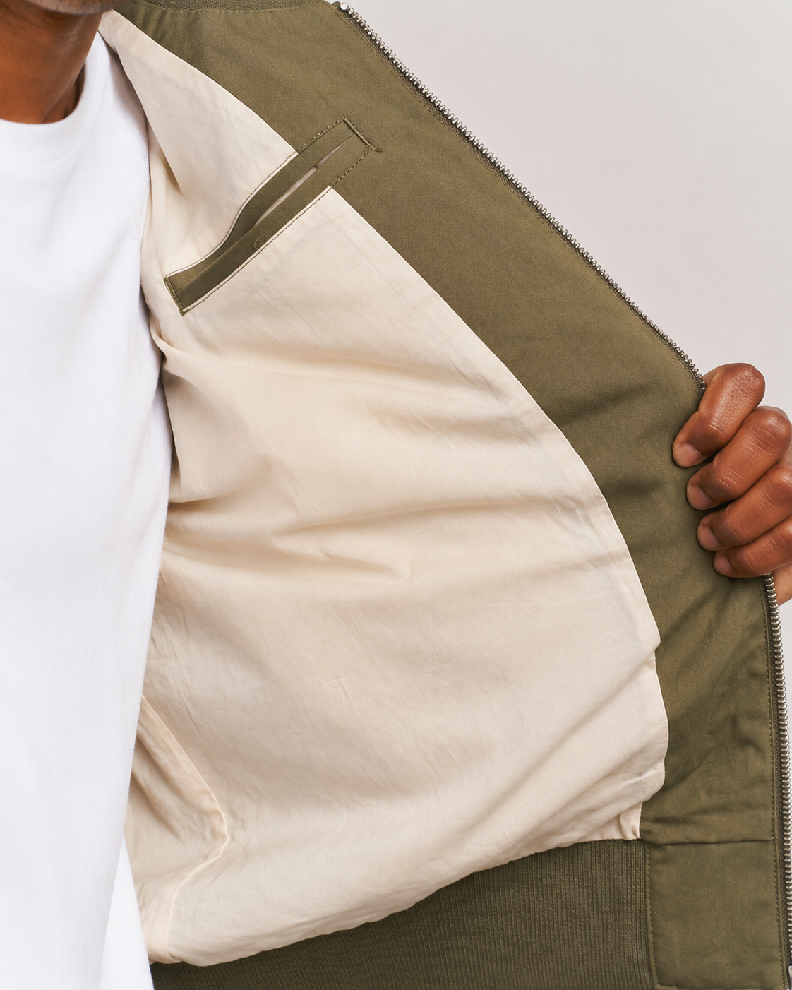 GANT Varsity Jacket in Olive Green and Soft Oat