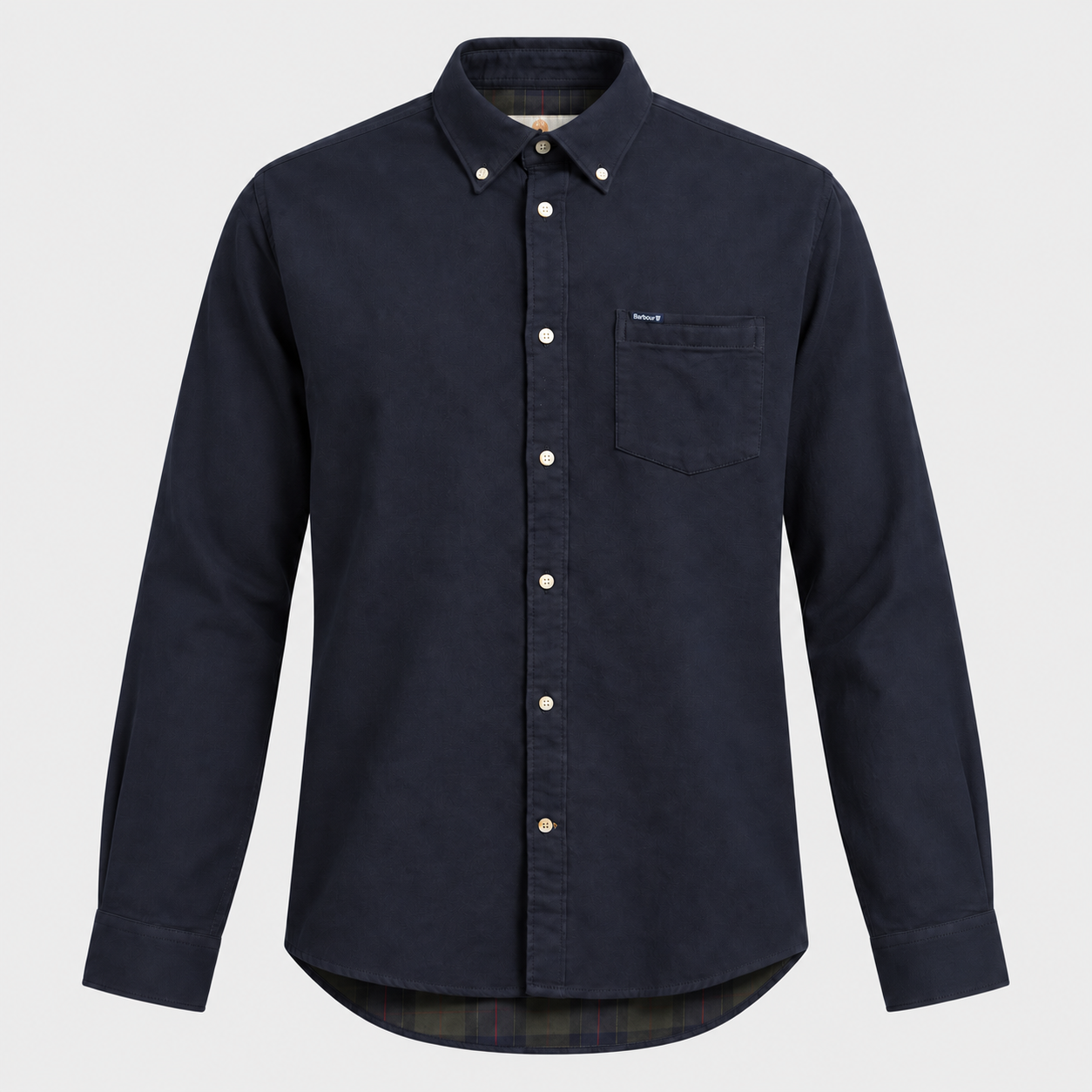 Barbour Buckley Tailored Herringbone Shirt in Navy