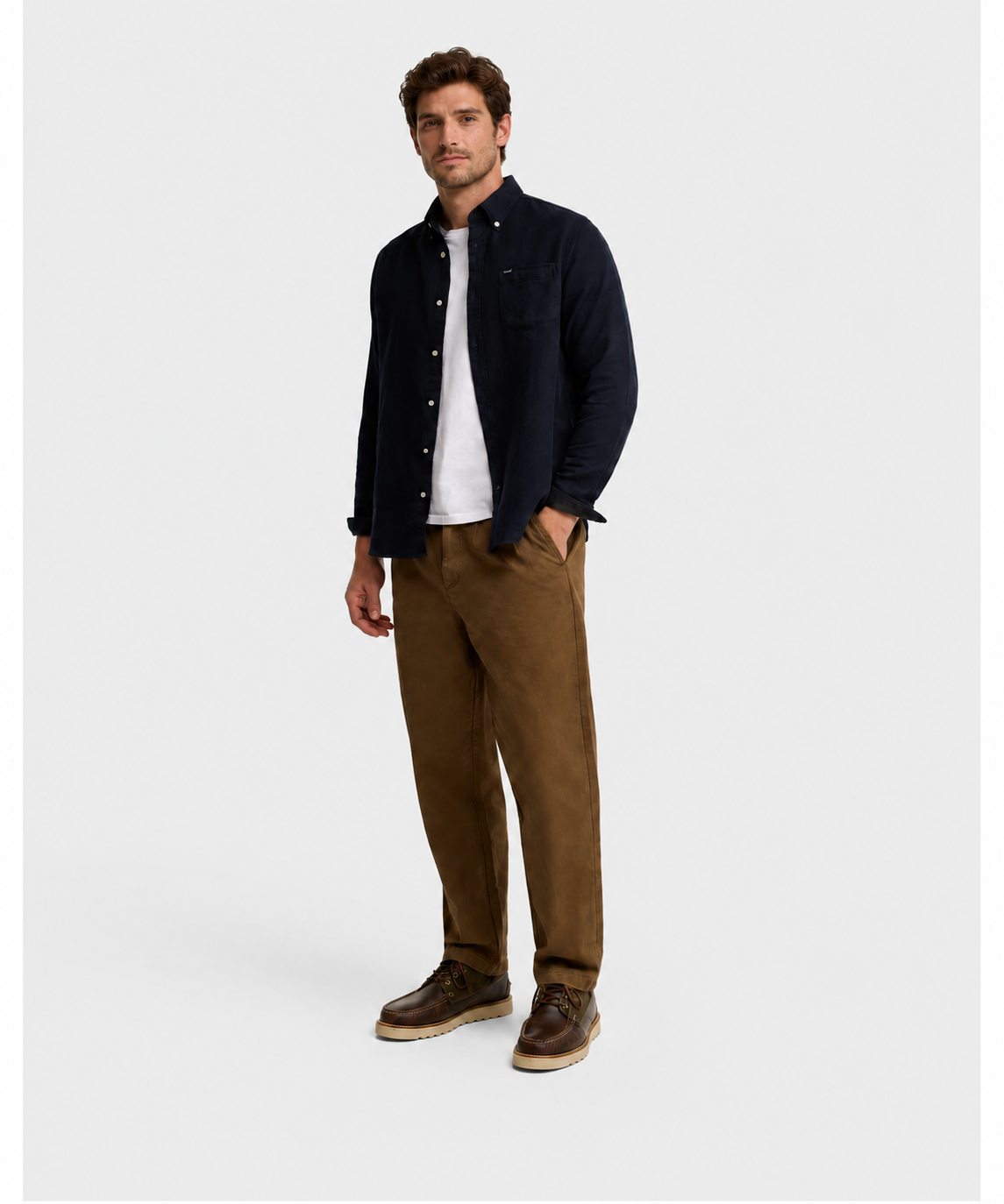 Barbour Buckley Tailored Herringbone Shirt in Navy