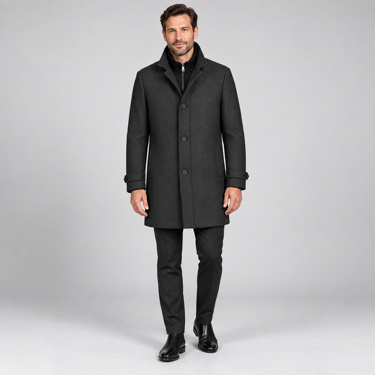 Roy Robson Smart Flex Coat with Removable Windstopper in Grey