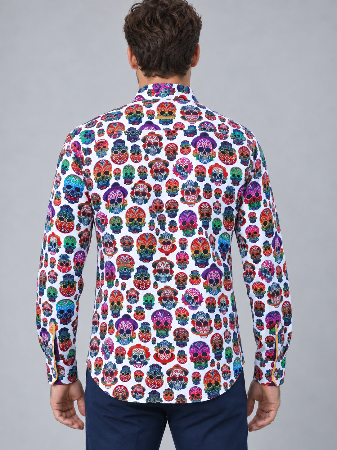 Claudio Lugli Embroidery Skulls Shirt in White CP8107